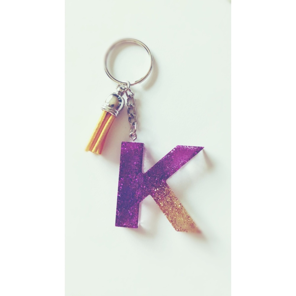 Monogram Resin Personalized letter K keychain